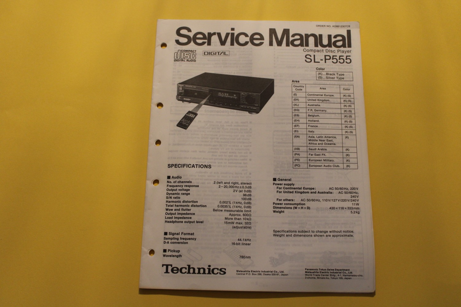 Technics SL-P555 CD-Player Service Manual  			